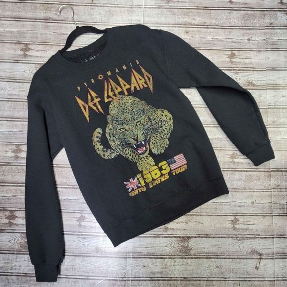 Goodie Two Sleeves Tops - Def Leppard Pyromania 1983 United States Tour Crewneck Sweatshirt